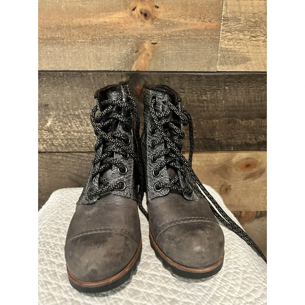 Sorel PDX Wedge Ankle Boots Womens‎ 7 Quarry Gray Booties Tweed LL5316-052